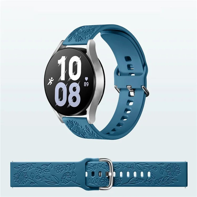 For Garmin Vivomove 3 / Forerunner 645 / Samsung Gear S2 Classic Universal 20mm Carving Flower Silicone Watch Strap