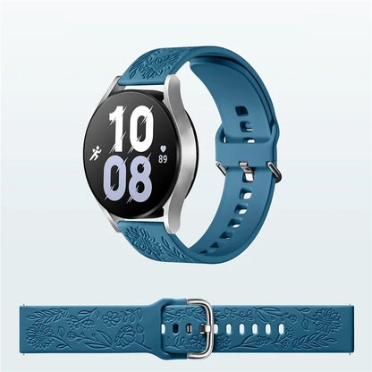 For Garmin Vivomove 3 / Forerunner 645 / Samsung Gear S2 Classic Universal 20mm Carving Flower Silicone Watch Strap