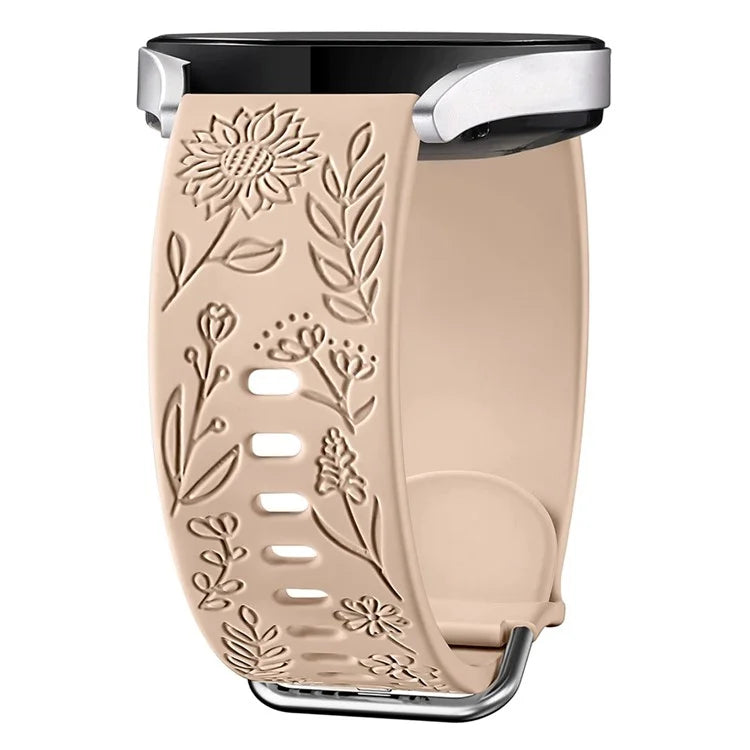 For Garmin Vivomove 3 / Forerunner 645 / Samsung Gear S2 Classic Universal 20mm Carving Flower Silicone Watch Strap