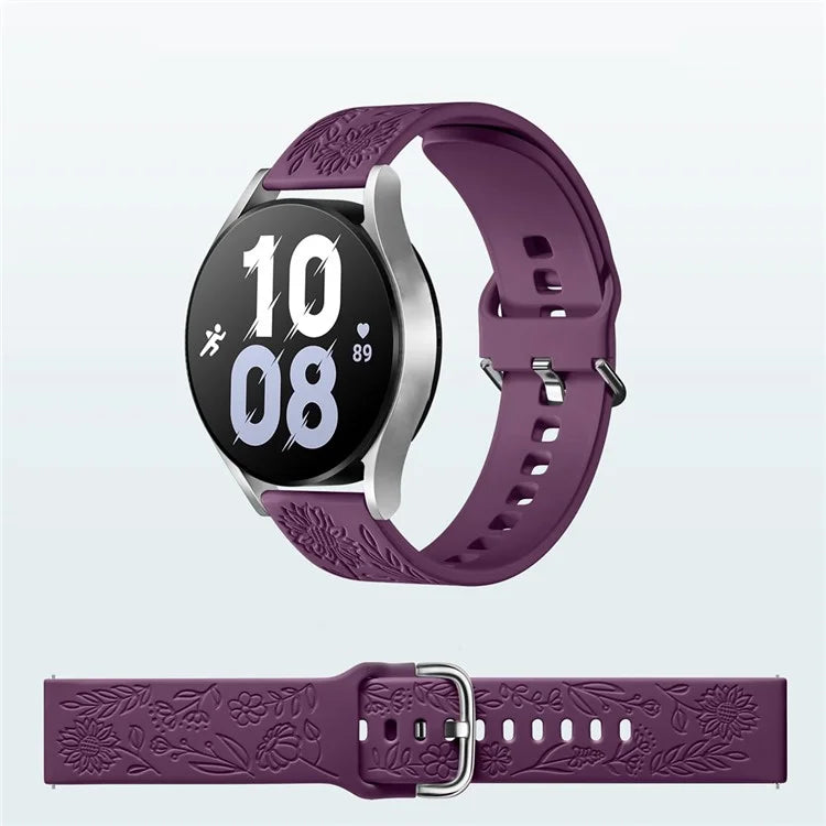 For Garmin Vivomove 3 / Forerunner 645 / Samsung Gear S2 Classic Universal 20mm Carving Flower Silicone Watch Strap