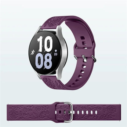 For Garmin Vivomove 3 / Forerunner 645 / Samsung Gear S2 Classic Universal 20mm Carving Flower Silicone Watch Strap