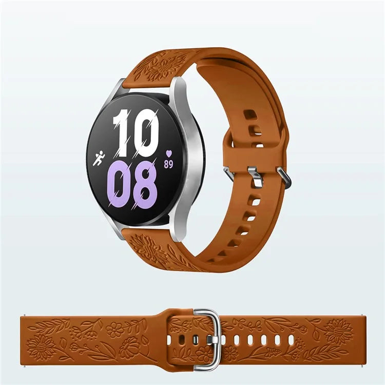 For Garmin Vivomove 3 / Forerunner 645 / Samsung Gear S2 Classic Universal 20mm Carving Flower Silicone Watch Strap
