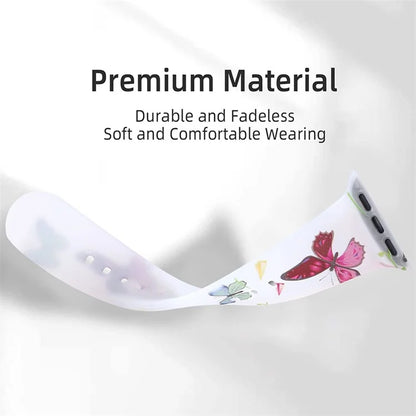 For Apple Watch Series 9 8 7 41mm / 6 5 4 SE (2022) SE (2023) SE 40mm / 3 2 1 38mm Watch Band Butterfly Printing