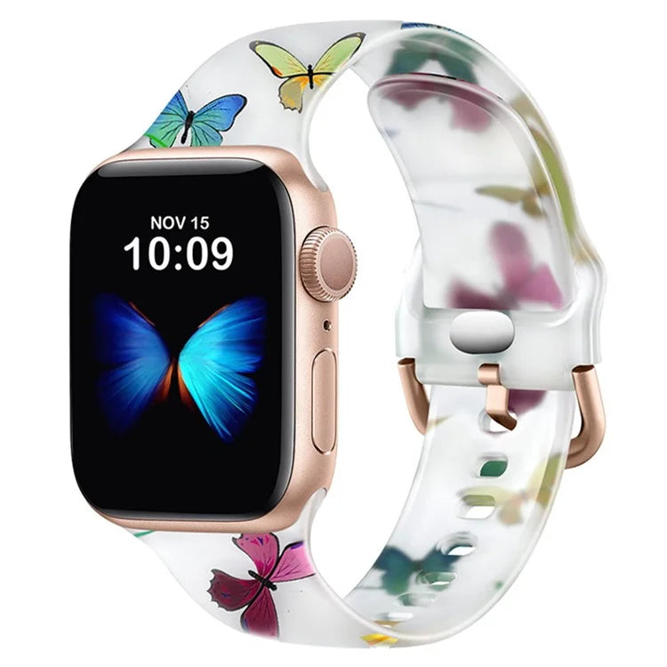 For Apple Watch Ultra 2 Ultra 49mm / 9 8 7 45mm / 6 5 4 SE (2022) / (2023) / SE 44mm / 3 2 1 42mm Pattern Design Silicone Strap Watch Band