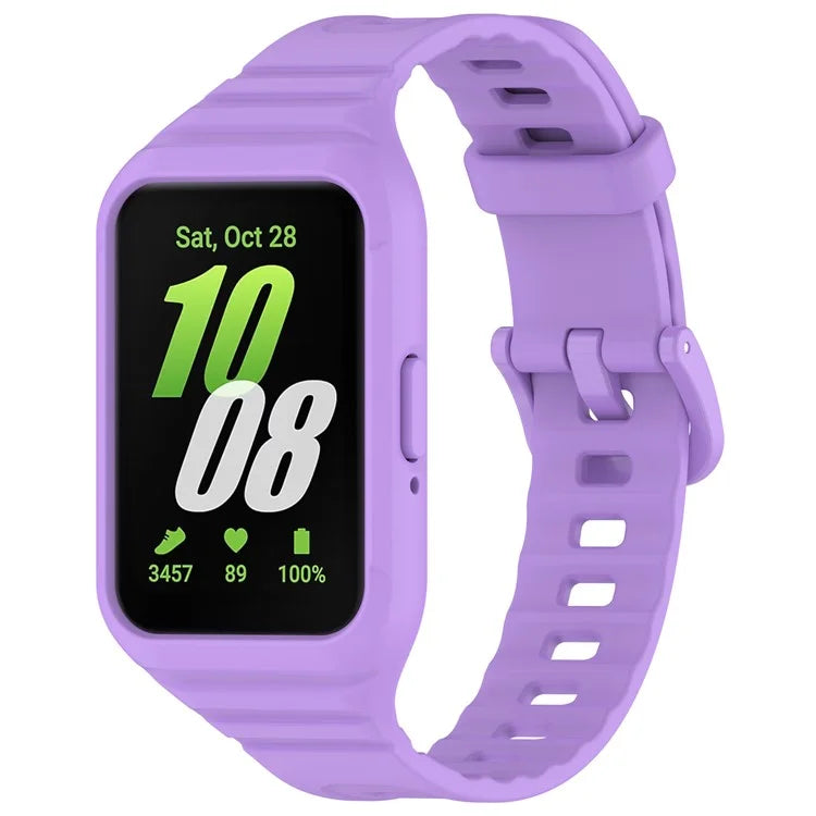 For Samsung Galaxy Fit3 Integrated Silicone Strap with Watch Case Replacement Wrist Band