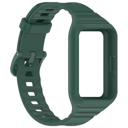 For Samsung Galaxy Fit3 Integrated Silicone Strap with Watch Case Replacement Wrist Bandish Green