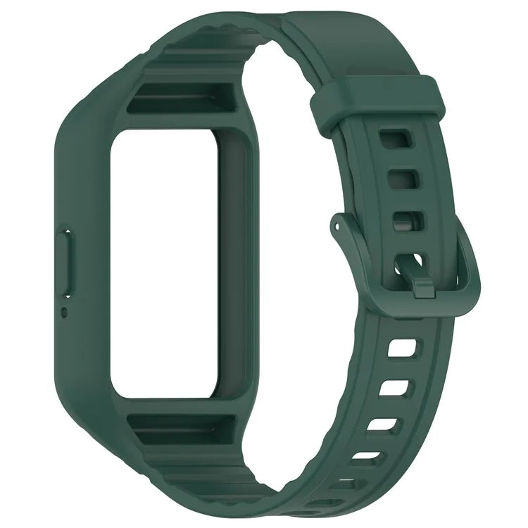 For Samsung Galaxy Fit3 Integrated Silicone Strap with Watch Case Replacement Wrist Bandish Green