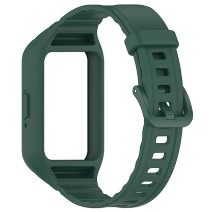 For Samsung Galaxy Fit3 Integrated Silicone Strap with Watch Case Replacement Wrist Bandish Green