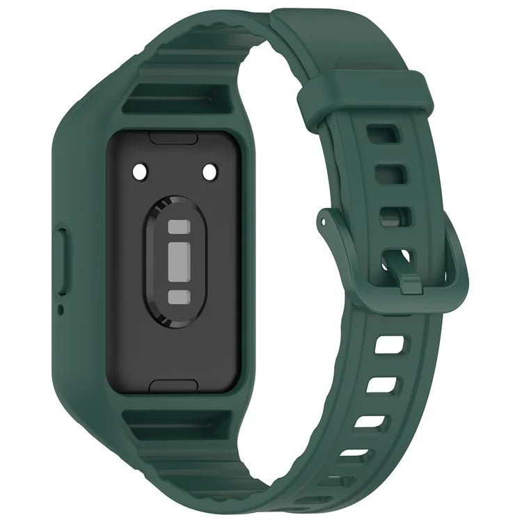 For Samsung Galaxy Fit3 Integrated Silicone Strap with Watch Case Replacement Wrist Bandish Green