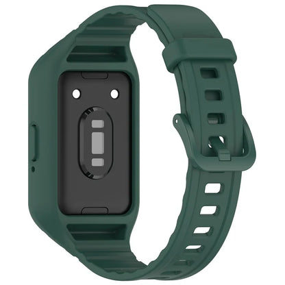 For Samsung Galaxy Fit3 Integrated Silicone Strap with Watch Case Replacement Wrist Bandish Green