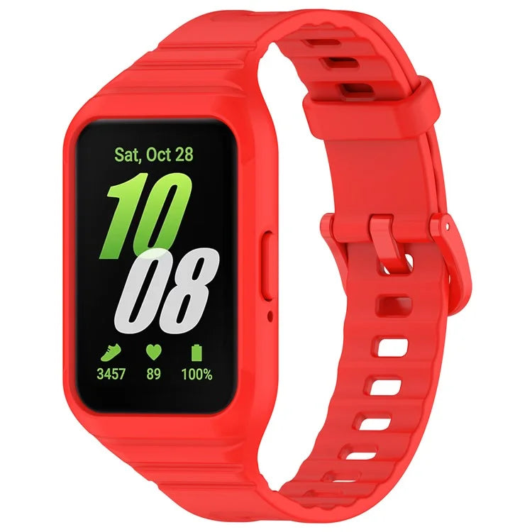 For Samsung Galaxy Fit3 Integrated Silicone Strap with Watch Case Replacement Wrist Band