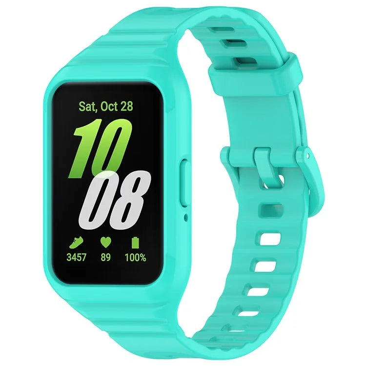 For Samsung Galaxy Fit3 Integrated Silicone Strap with Watch Case Replacement Wrist Band