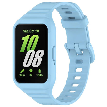 For Samsung Galaxy Fit3 Integrated Silicone Strap with Watch Case Replacement Wrist Band