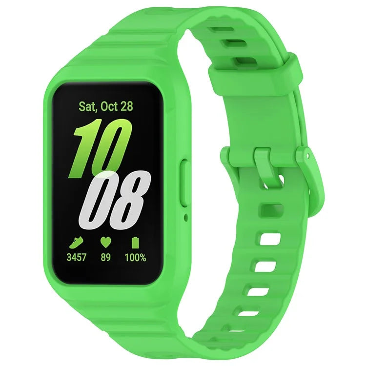For Samsung Galaxy Fit3 Integrated Silicone Strap with Watch Case Replacement Wrist Band