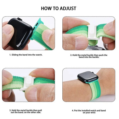 For Apple Watch Series 9 8 7 41mm / 6 5 4 SE (2022) SE (2023) SE 40mm / 3 2 1 38mm Watch Band Elastic Nylon Strap