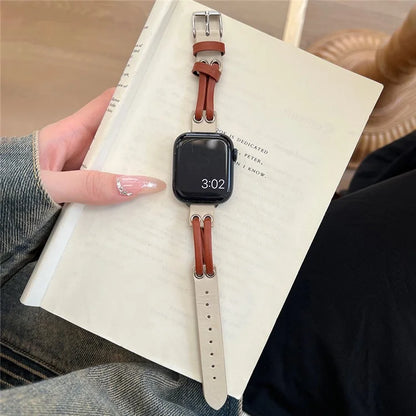 For Apple Watch Series 9 8 7 41mm / 6 5 4 SE (2023) SE (2022) SE 40mm / 3 2 1 38mm Band Genuine Cow Leather Wrist Strap