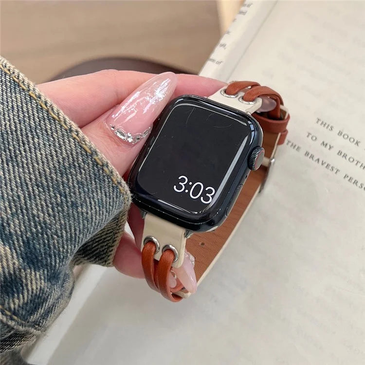 For Apple Watch Series 9 8 7 41mm / 6 5 4 SE (2023) SE (2022) SE 40mm / 3 2 1 38mm Band Genuine Cow Leather Wrist Strap