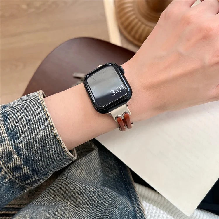 For Apple Watch Series 9 8 7 41mm / 6 5 4 SE (2023) SE (2022) SE 40mm / 3 2 1 38mm Band Genuine Cow Leather Wrist Strap