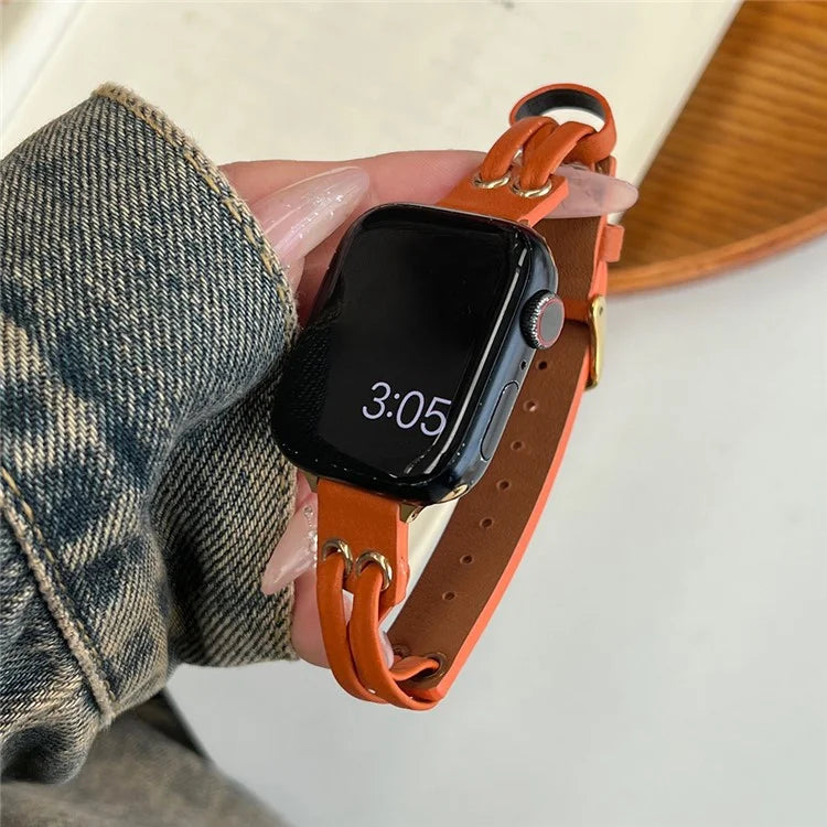 For Apple Watch Series 9 8 7 41mm / 6 5 4 SE (2023) SE (2022) SE 40mm / 3 2 1 38mm Band Genuine Cow Leather Wrist Strap