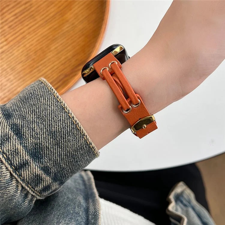 For Apple Watch Series 9 8 7 41mm / 6 5 4 SE (2023) SE (2022) SE 40mm / 3 2 1 38mm Band Genuine Cow Leather Wrist Strap