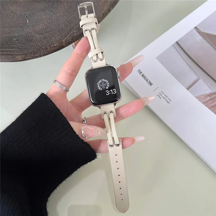 For Apple Watch Series 9 8 7 41mm / 6 5 4 SE (2023) SE (2022) SE 40mm / 3 2 1 38mm Band Genuine Cow Leather Wrist Strap