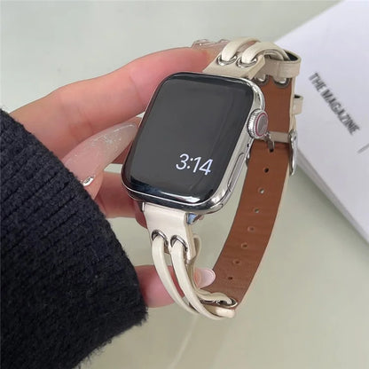 For Apple Watch Series 9 8 7 41mm / 6 5 4 SE (2023) SE (2022) SE 40mm / 3 2 1 38mm Band Genuine Cow Leather Wrist Strap