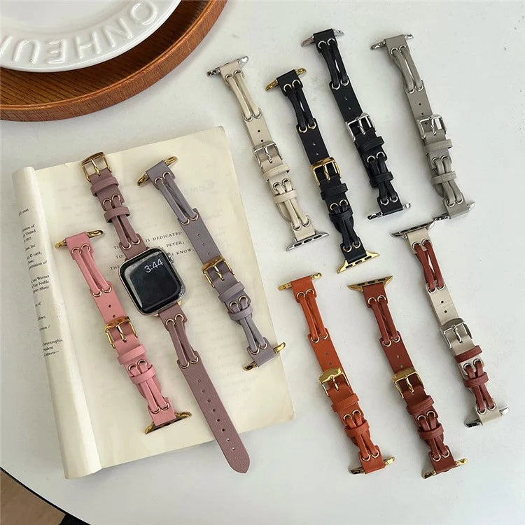 For Apple Watch Series 9 8 7 41mm / 6 5 4 SE (2023) SE (2022) SE 40mm / 3 2 1 38mm Band Genuine Cow Leather Wrist Strap