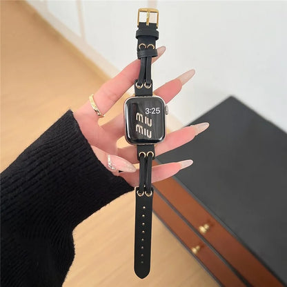 For Apple Watch Series 9 8 7 41mm / 6 5 4 SE (2023) SE (2022) SE 40mm / 3 2 1 38mm Band Genuine Cow Leather Wrist Strap
