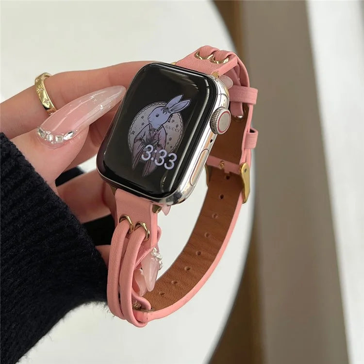 For Apple Watch Series 9 8 7 41mm / 6 5 4 SE (2023) SE (2022) SE 40mm / 3 2 1 38mm Band Genuine Cow Leather Wrist Strap