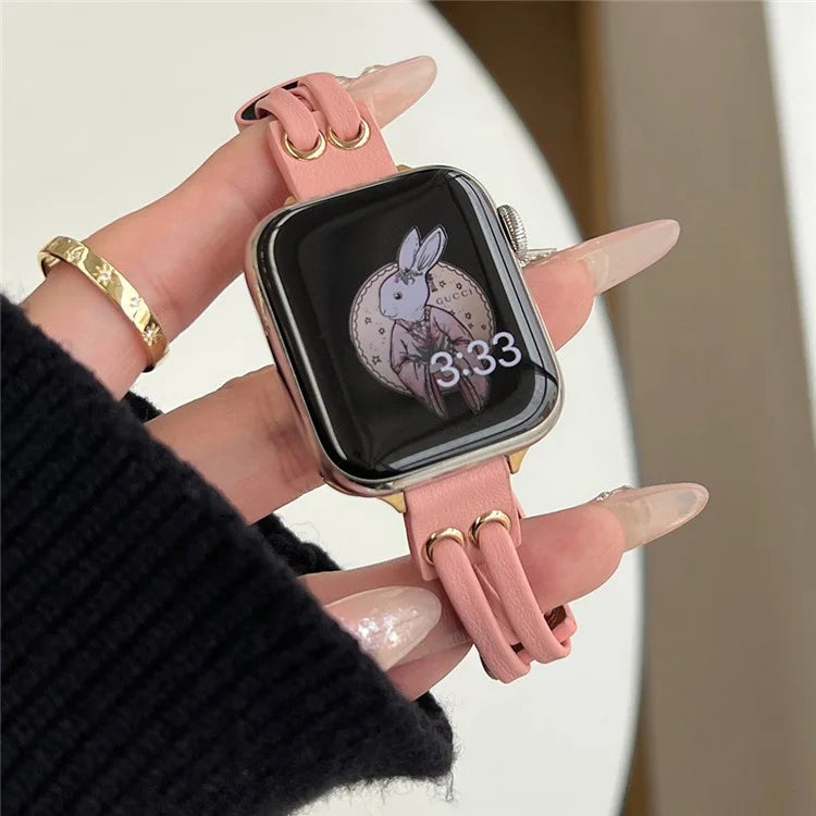 For Apple Watch Series 9 8 7 41mm / 6 5 4 SE (2023) SE (2022) SE 40mm / 3 2 1 38mm Band Genuine Cow Leather Wrist Strap