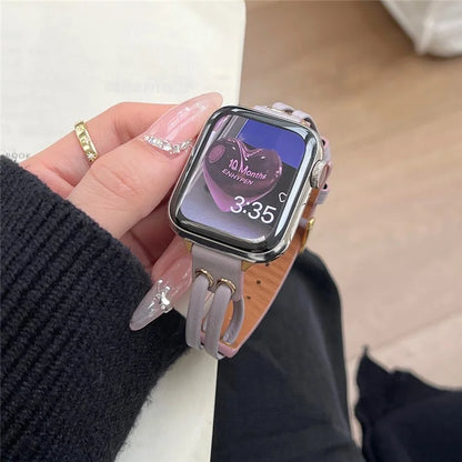 For Apple Watch Series 9 8 7 41mm / 6 5 4 SE (2023) SE (2022) SE 40mm / 3 2 1 38mm Band Genuine Cow Leather Wrist Strap