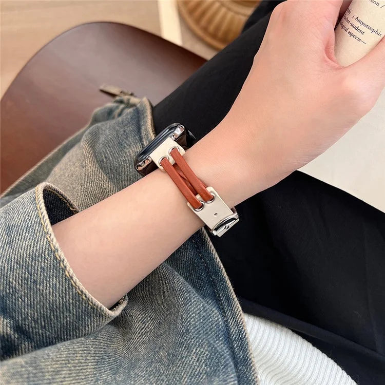For Apple Watch Ultra 2 Ultra 49mm / 9 8 7 45mm / 6 5 4 SE (2023) SE (2022) SE 44mm / 3 2 1 42mm Genuine Cow Leather Watchband