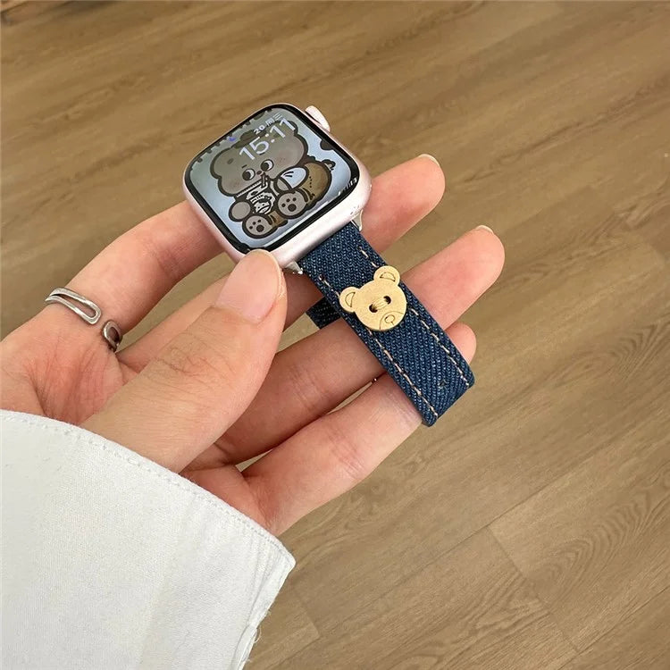 For Apple Watch Ultra 2 Ultra 49mm / 9 8 7 45mm / 6 5 4 SE (2023) SE (2022) SE 44mm / 3 2 1 42mm Denim Watch Strap