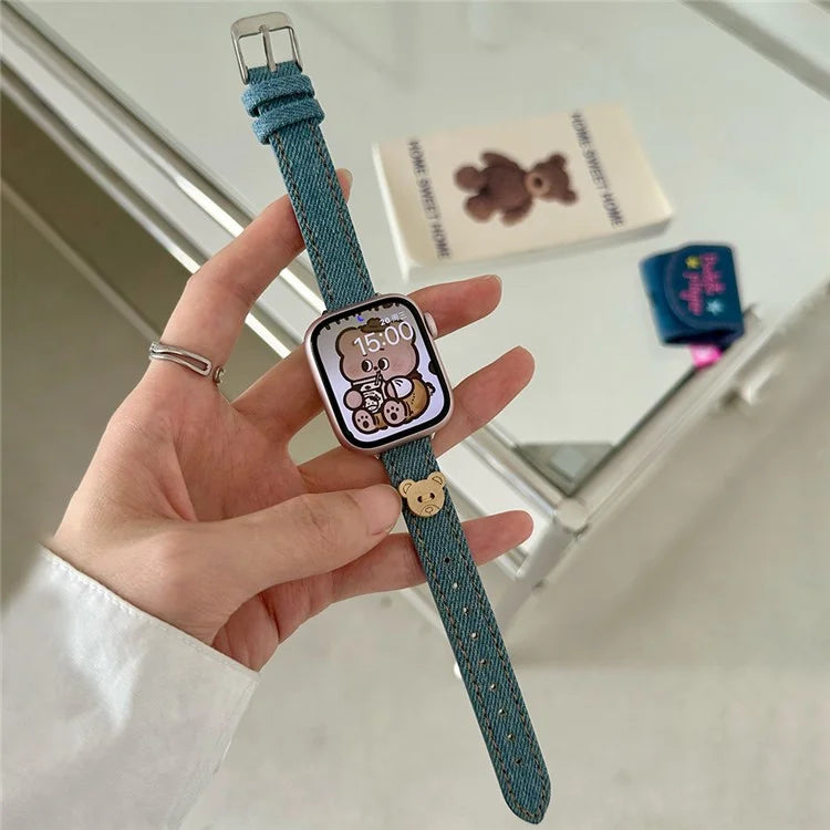 For Apple Watch Ultra 2 Ultra 49mm / 9 8 7 45mm / 6 5 4 SE (2023) SE (2022) SE 44mm / 3 2 1 42mm Denim Watch Strap
