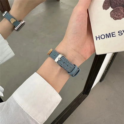 For Apple Watch Ultra 2 Ultra 49mm / 9 8 7 45mm / 6 5 4 SE (2023) SE (2022) SE 44mm / 3 2 1 42mm Denim Watch Strap
