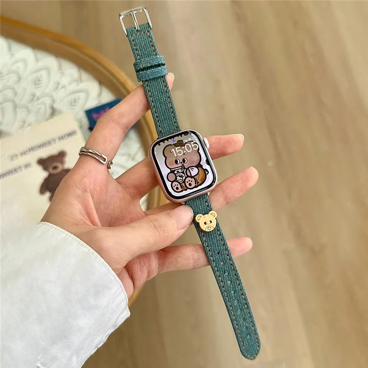 For Apple Watch Series 9 8 7 41mm / 6 5 4 SE (2023) SE (2022) SE 40mm / 3 2 1 38mm Denim Watch Band