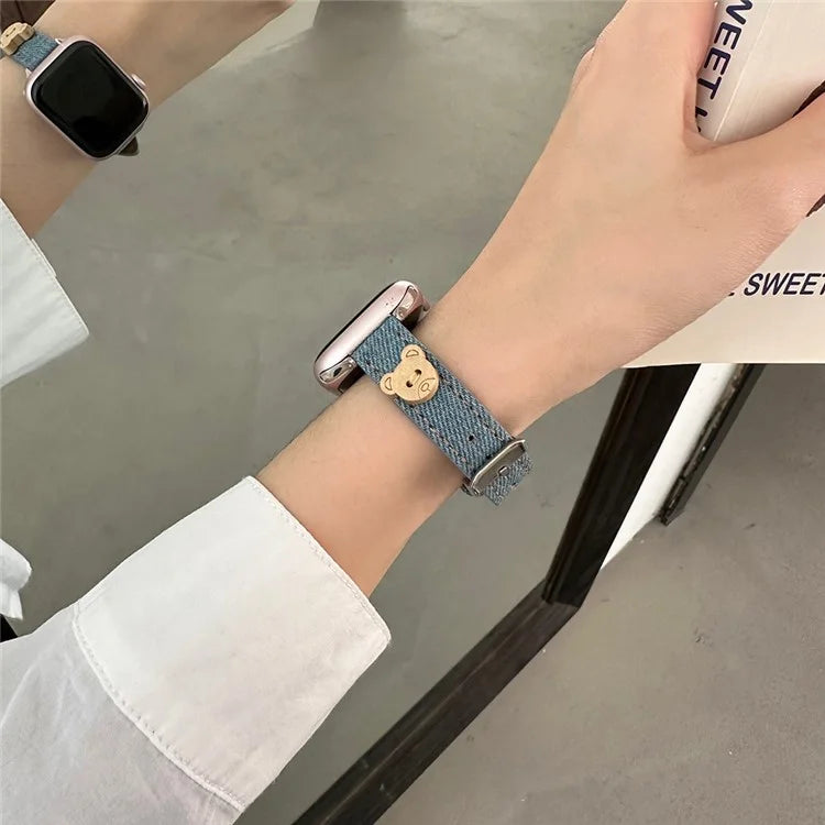 For Apple Watch Series 9 8 7 41mm / 6 5 4 SE (2023) SE (2022) SE 40mm / 3 2 1 38mm Denim Watch Band