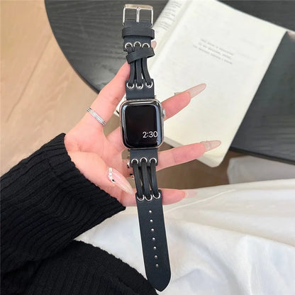For Apple Watch Series 9 8 7 41mm / 6 5 4 SE (2023) SE (2022) SE 40mm / 3 2 1 38mm Genuine Cow Leather Watch Band