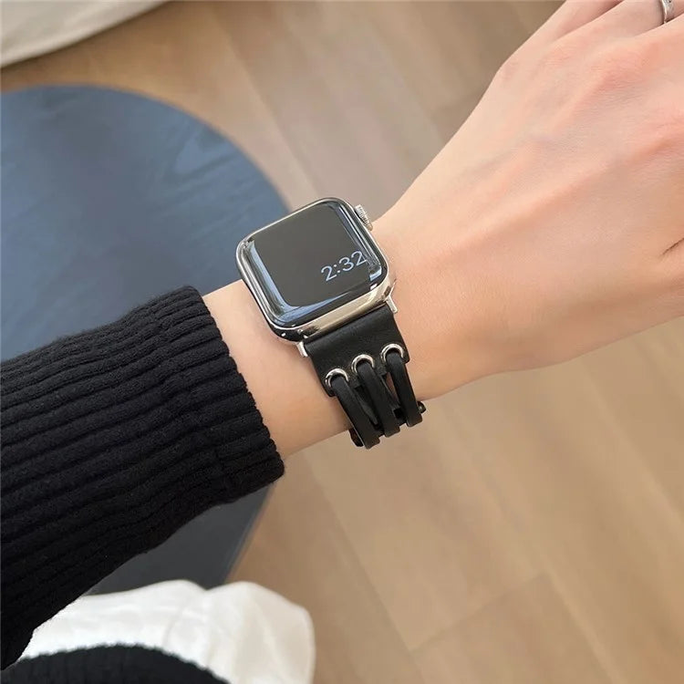 For Apple Watch Series 9 8 7 41mm / 6 5 4 SE (2023) SE (2022) SE 40mm / 3 2 1 38mm Genuine Cow Leather Watch Band