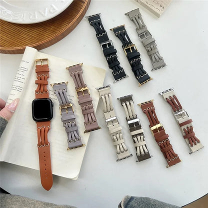 For Apple Watch Series 9 8 7 41mm / 6 5 4 SE (2023) SE (2022) SE 40mm / 3 2 1 38mm Genuine Cow Leather Watch Band