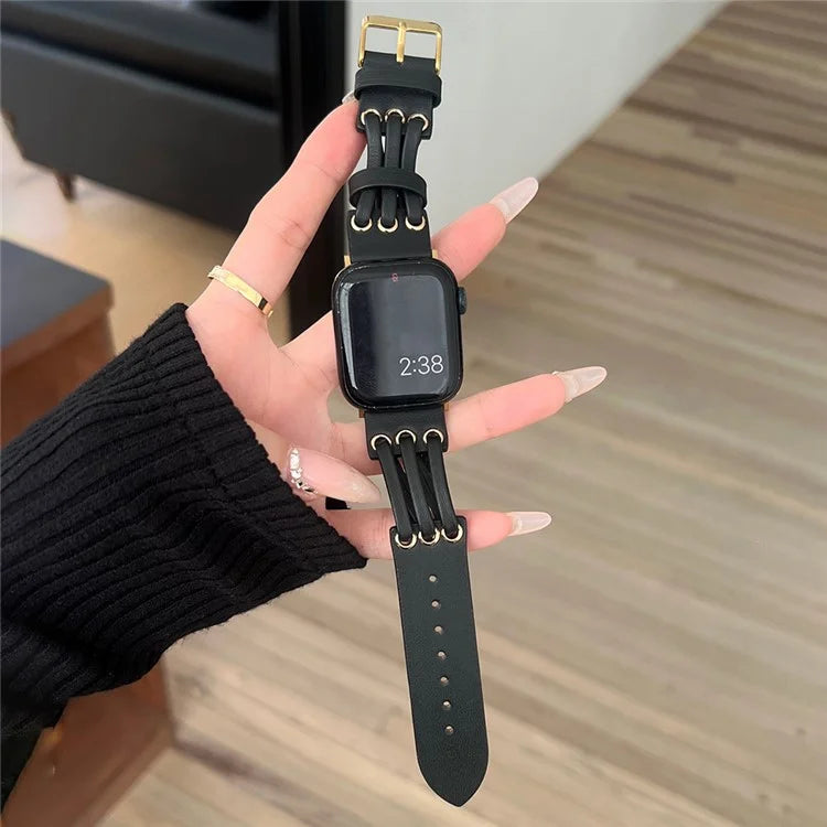 For Apple Watch Series 9 8 7 41mm / 6 5 4 SE (2023) SE (2022) SE 40mm / 3 2 1 38mm Genuine Cow Leather Watch Band