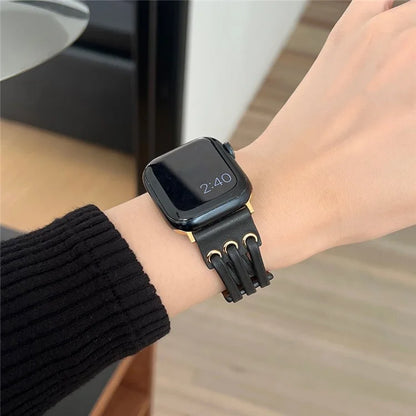 For Apple Watch Series 9 8 7 41mm / 6 5 4 SE (2023) SE (2022) SE 40mm / 3 2 1 38mm Genuine Cow Leather Watch Band