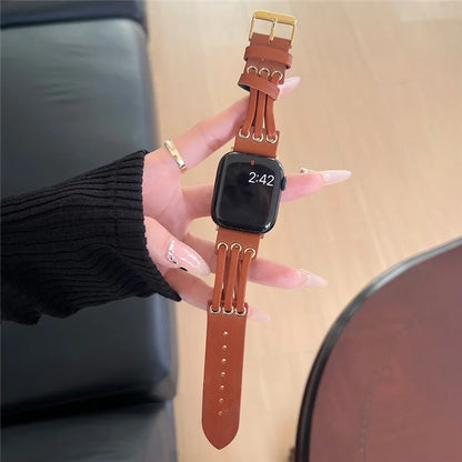 For Apple Watch Series 9 8 7 41mm / 6 5 4 SE (2023) SE (2022) SE 40mm / 3 2 1 38mm Genuine Cow Leather Watch Band