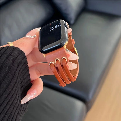 For Apple Watch Series 9 8 7 41mm / 6 5 4 SE (2023) SE (2022) SE 40mm / 3 2 1 38mm Genuine Cow Leather Watch Band