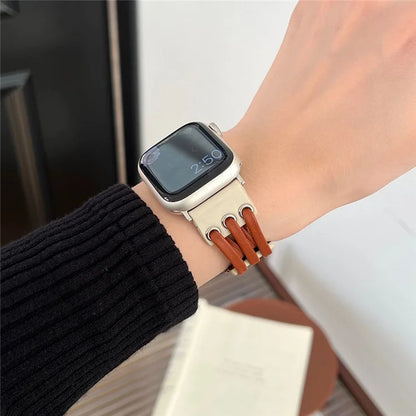 For Apple Watch Series 9 8 7 41mm / 6 5 4 SE (2023) SE (2022) SE 40mm / 3 2 1 38mm Genuine Cow Leather Watch Band / Brown