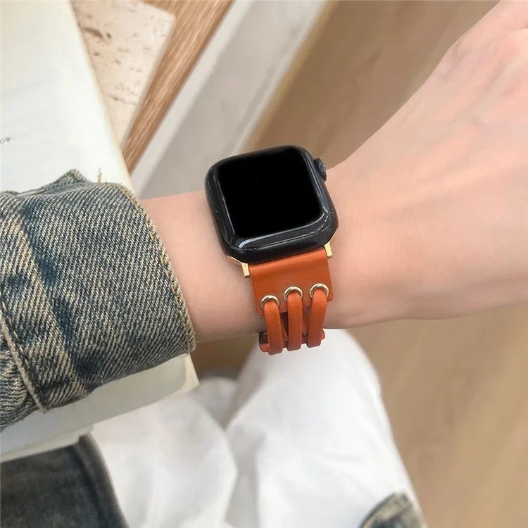 For Apple Watch Series 9 8 7 41mm / 6 5 4 SE (2023) SE (2022) SE 40mm / 3 2 1 38mm Genuine Cow Leather Watch Band