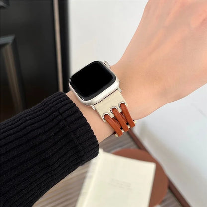 For Apple Watch Ultra 2 Ultra 49mm / 9 8 7 45mm / 6 5 4 SE (2023) SE (2022) SE 44mm / 3 2 1 42mm Genuine Cow Leather Strap Bracelet / Brown