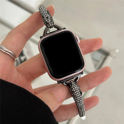 For Apple Watch Series 9  /  8  /  7 41mm  /  SE (2023)  /  SE(2022)  /  SE  /  6  /  5  /  4 40mm  /  3  /  2  /  1 38mm Metal Leopard Head Bracelet Strap