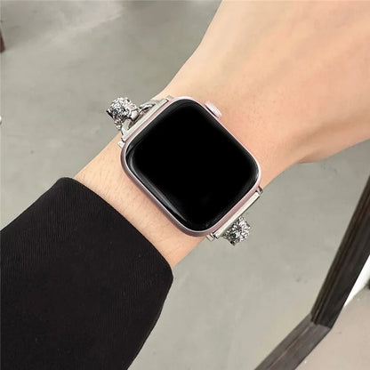 For Apple Watch Series 9  /  8  /  7 41mm  /  SE (2023)  /  SE(2022)  /  SE  /  6  /  5  /  4 40mm  /  3  /  2  /  1 38mm Metal Leopard Head Bracelet Strap