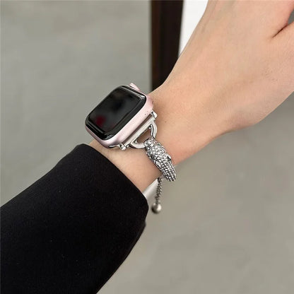For Apple Watch Series 9  /  8  /  7 41mm  /  SE (2023)  /  SE(2022)  /  SE  /  6  /  5  /  4 40mm  /  3  /  2  /  1 38mm Metal Leopard Head Bracelet Strap